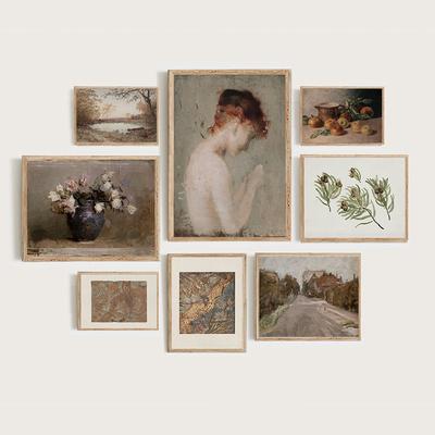 Vintage αφίσα και εκτύπωση Βοτανική νεκρή φύση Τοίχων Boho Antique Canvas Painting Textile Art Διακόσμηση για το σπίτι του σαλονιού