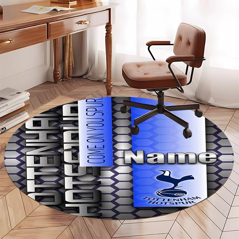 Custom Name Tottenham Hotspur Printed Round Rug Carpet Chair Rug Area Rug Entryway Doormats,for Office Chair Living Room Bedroom Kitchen Room.