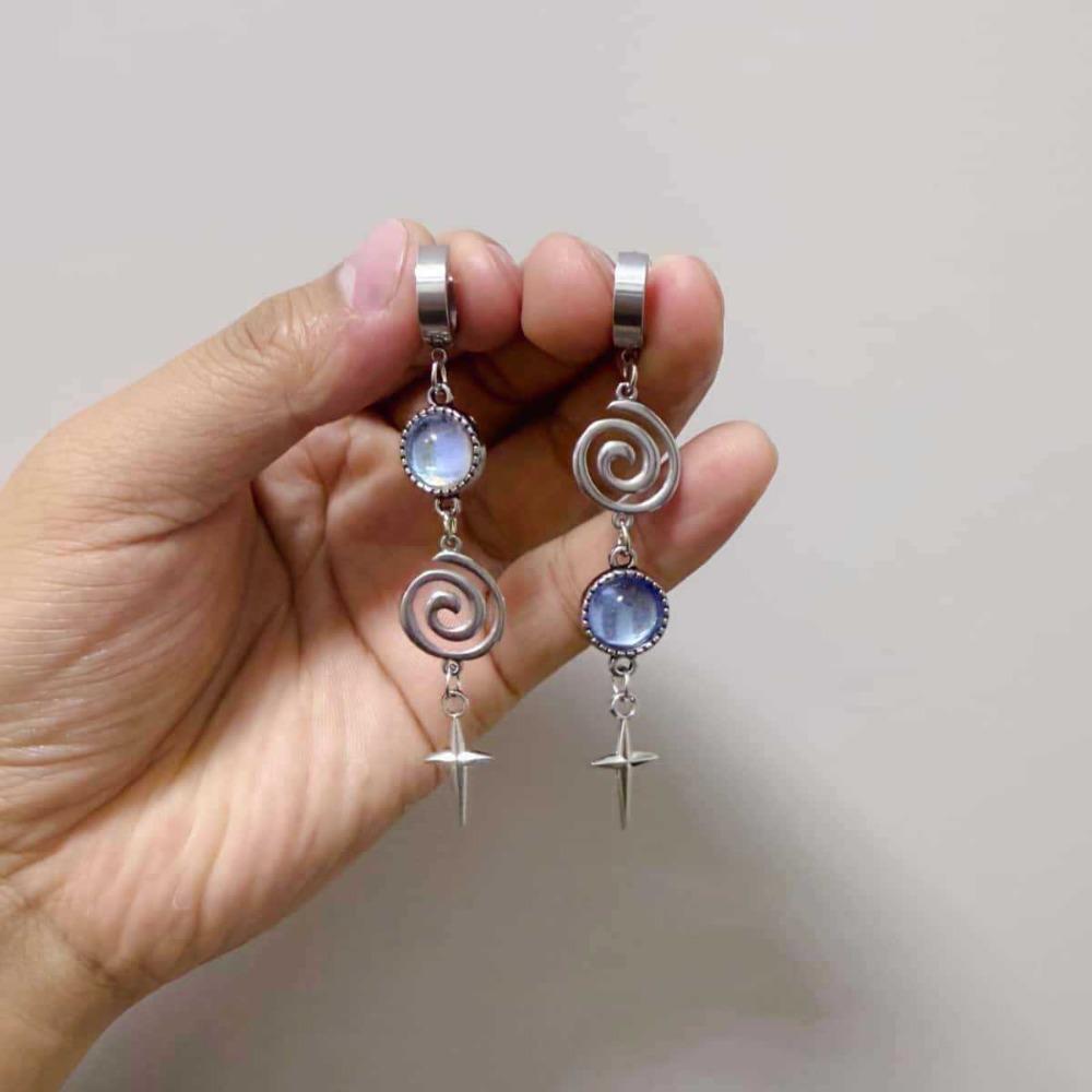 Orecchini Pendenti Lunghi con Nappa Geometrica a Spirale Starlight Moonstone Croce per Donna Gioielli Fascino Retrò Regali
