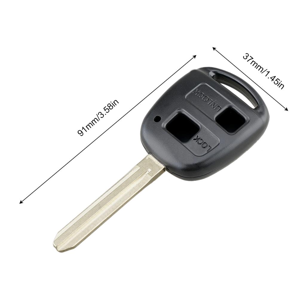 2 Buttons Toy43 Blade Car Remote Key Shell Fit For Toyota With Rubber Button Pad, Serviceable Car Key Housing