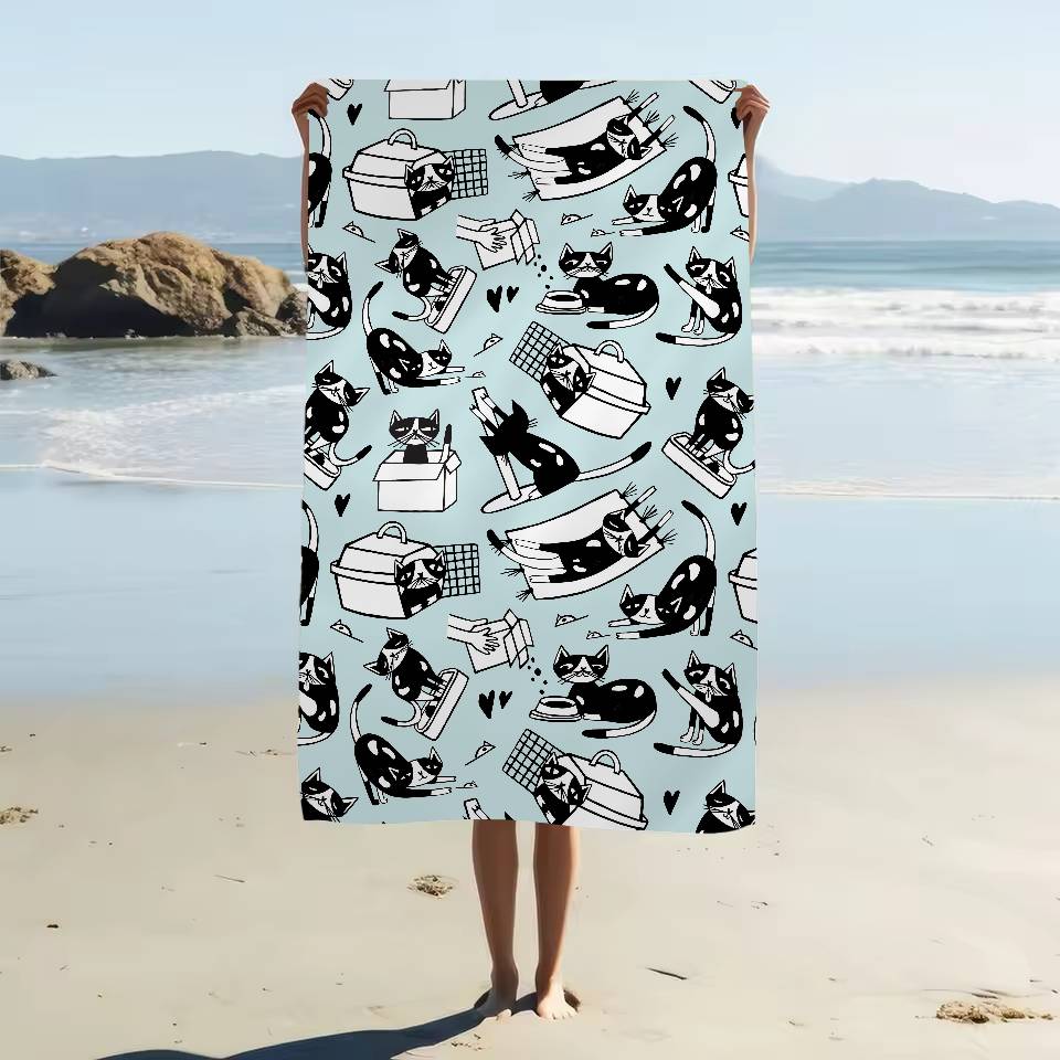 

Cartoon Animal Elements Beach Towel Cartoon Summer Kids Large Bath Pool Beach Towel Microfiber Absorbent For Swimming Travel W30*H60(CM)