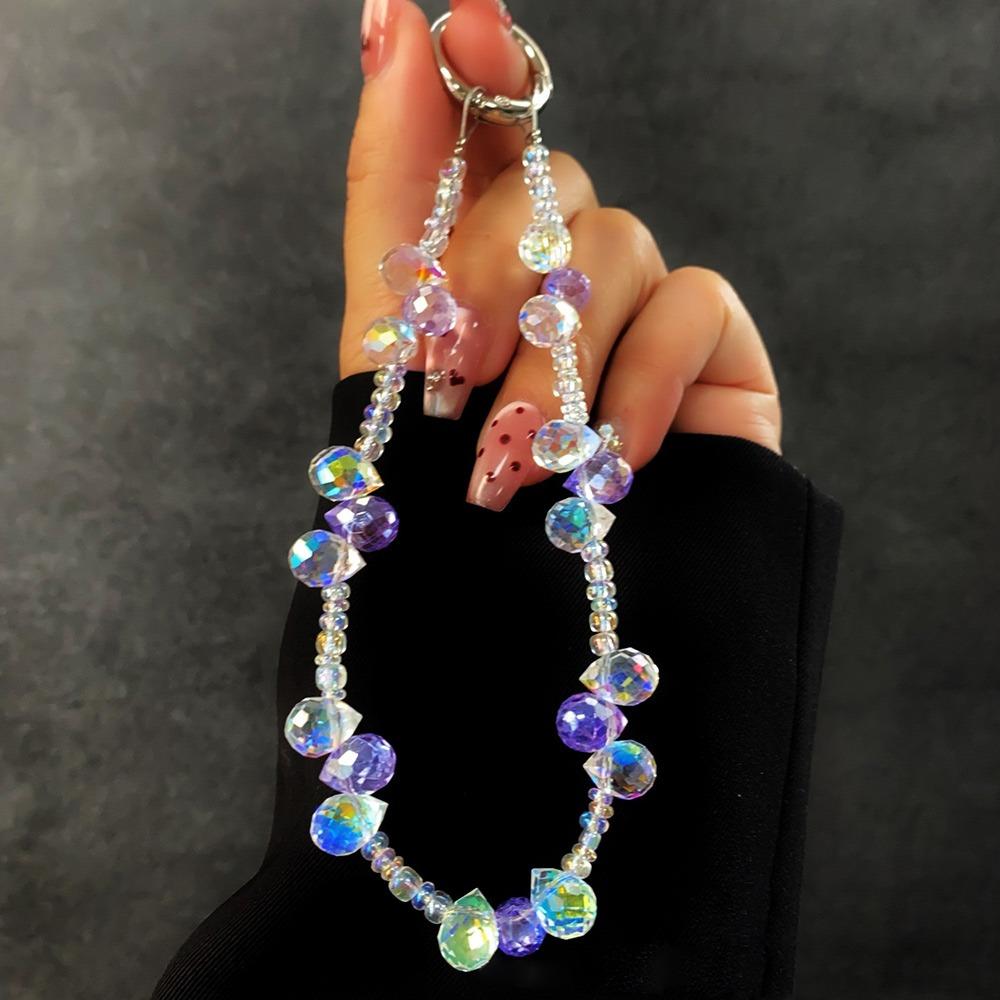 Hand-beaded Mobile Phone Lanyard Strap Crystal Car Keychain Fashion Phone Hand Rope