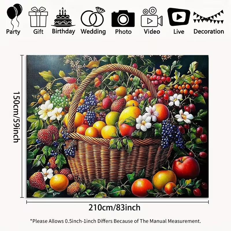 2D Abundant Summer Fruits Backdrop Classic Oil Painting Style Studio Photography Background