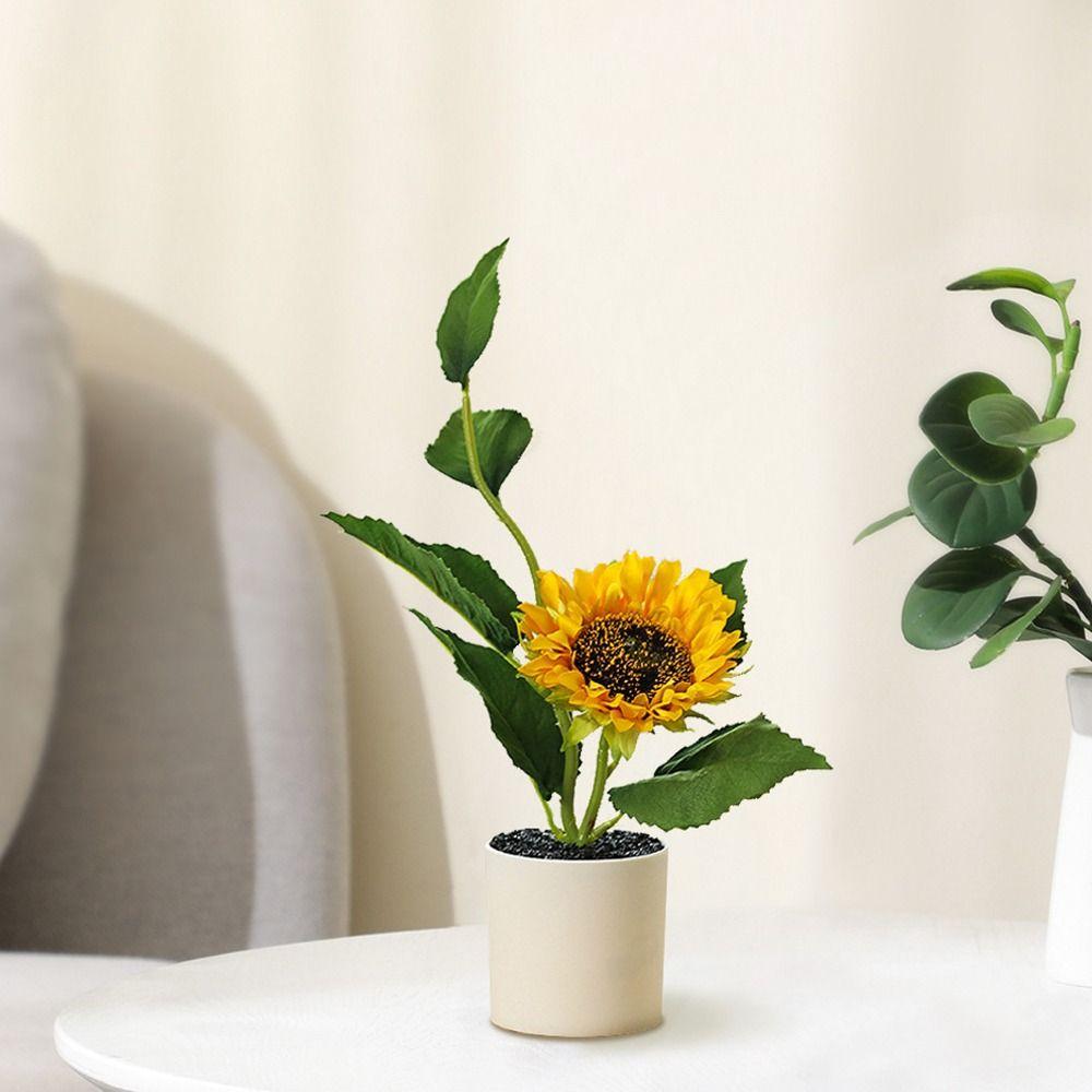 Mini Artificial Plants with Pot Simulation Flower Fake Flower Artificial Sunflower  Home Decor