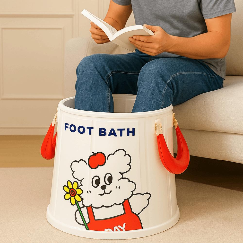 Cartoon Collapsible Foot Bath Heat Preservation Foldable Tub Portable Foot Bath  Travel Camping
