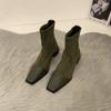 Woman Ankle Boots Fashion Fur Suede Mid Heel Short Boots Autumn Winter Ladies Elegant Square Toe Back Zippers Botas Mujer 2025