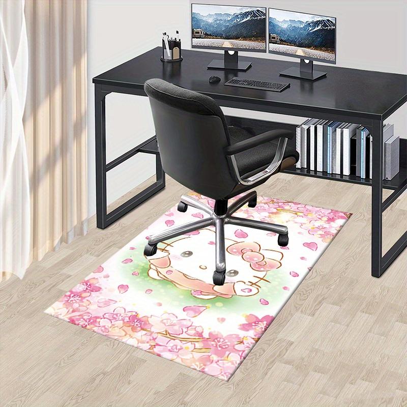 Office Carpet Sanrio Kitty, Pink, FlowersSoft Thick Printed Carpet, Non-Slip Entryway Mat for Bathroom, Living Room, Bedroom, Laundry Room - 60cm by 90cm