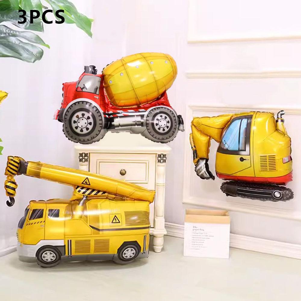 1Set Construction Vehicle Foil Balloons Boys Construction Theme Birthday Party Favors Decoration Excavator Truck Globos Supplies