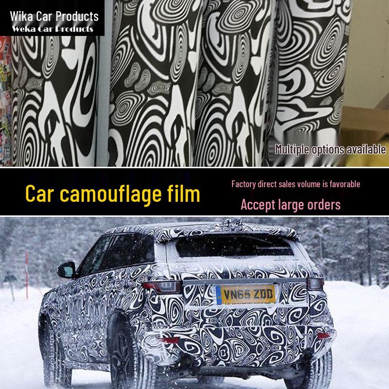Black & White Zebra Checkered Car Camouflage Wrap Film