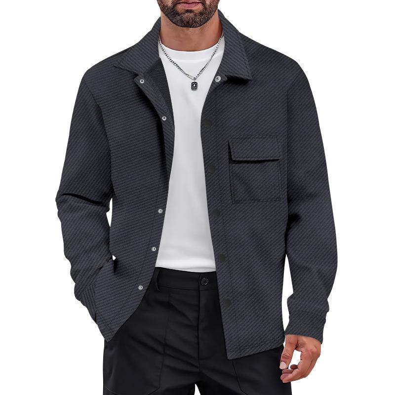 Herren Unifarbene Lässige Jacke mit Langen Ärmeln und Revers - Herbst/Winter Kollektion