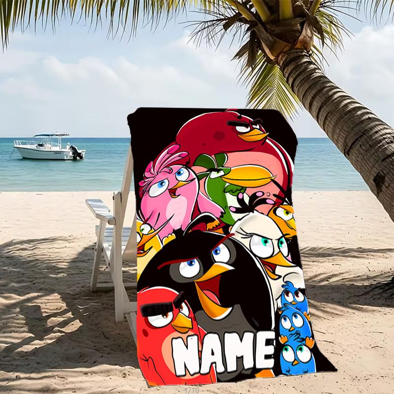 Customizable personalized beach towels Angry Birds game themed designs.Suitable for the beach, yoga, sports;ideal as beach accessories