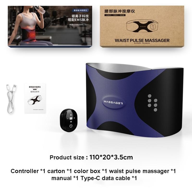 EMS Waist Massager Pulse Slimming Belt with Micro-current Assisted Exercise Hot Compress for Body Shaping