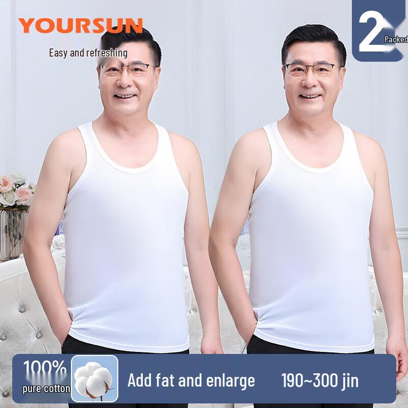 Yiershuang Men s 100% Cotton Plus Size Tank Top 2-Pack 4XL