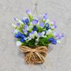 Spring Tulip Door Hanger Basket Wreath for Front Door Artificial Tulip Hanging Floral Wreath with Woven Basket And Bow
