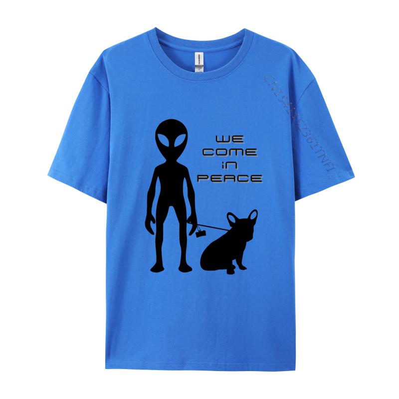 We Come In Peace Alien French Bulldog Tshirt Funny Fitted Puppy Lovers T Shirts Men Anime Printed Vintage Tee Tops Cotton