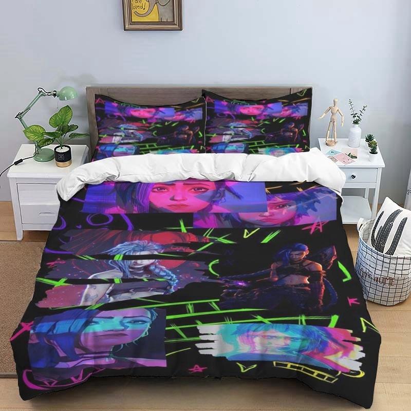 Cartoon Game Jinx Arcane_ League of Legends Bedding Set King Twin Double Child 3 Piece Mircofiber or Polyester Duvet Cover Sets