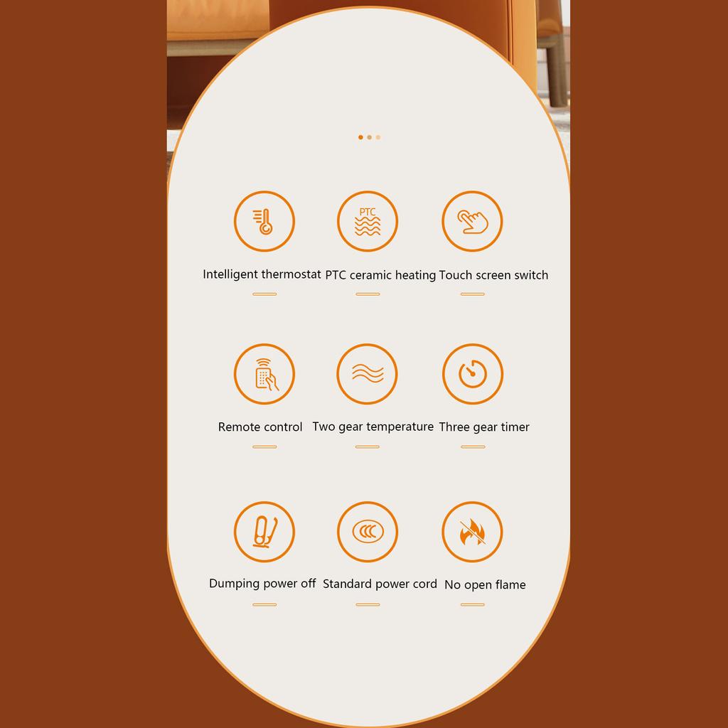 1200W Ceramic PTC Portable Space Heater Fast Heating Desktop Electric Heater Adjustable Thermostat Remote Control Timer Indoor