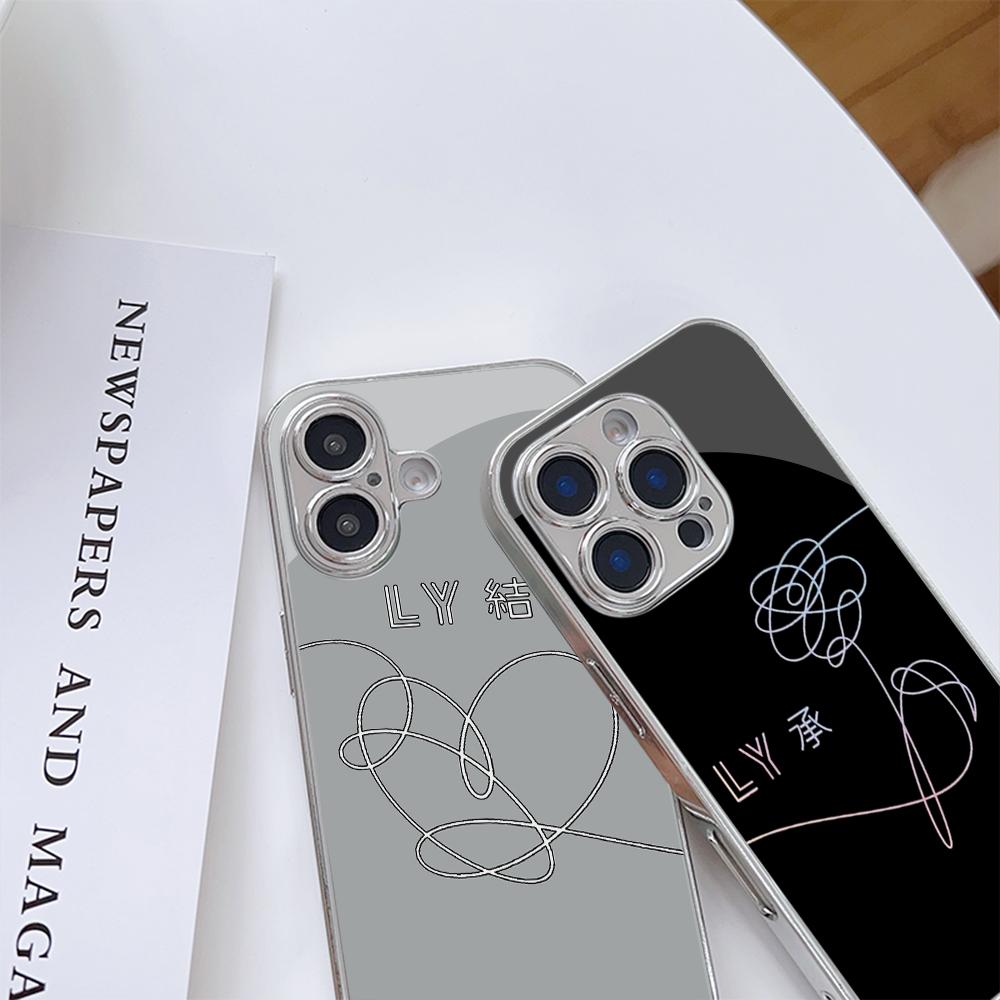 N183 Love Yourself Flower Phone Case for iPhone 16 15 Pro Max Samsung S24 S23 Ultra A54 A35 Xiaomi Redmi Note 13 Pro Plated Frame Tempered Glass Cover