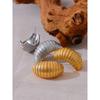 Yhpup Fashion Stainless Steel Geometric Croissant Stripe Earrings Waterproof Gold Silver Color Metal Texture Daily Jewelry New