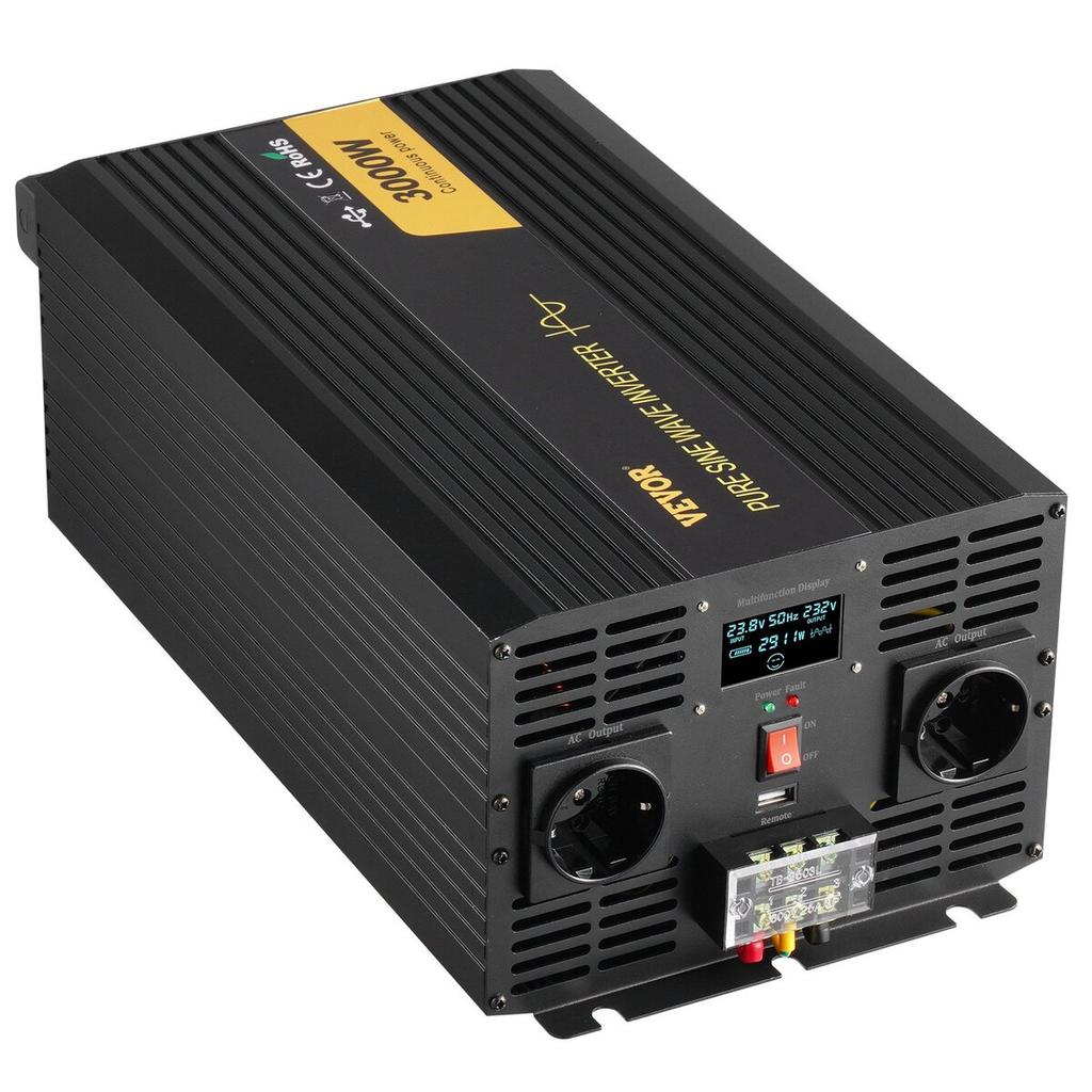 Pure Sine Wave Inverter Power Inverter 3000W DC24V To AC230V Inverter LCD