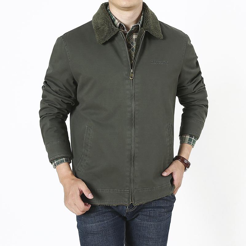 Fleece Thermal Cotton-padded Clothes Middle-aged and Elderly Cotton Casual Lapel Loose Jacket Zipper Jacket