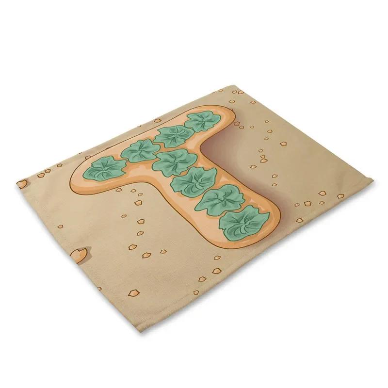 45X30cm Letter Pattern Kitchen Placemat Dining Table Mats Tea Coaster Cotton Linen Pads Bowl Cup Mats for Home Decor Gifts