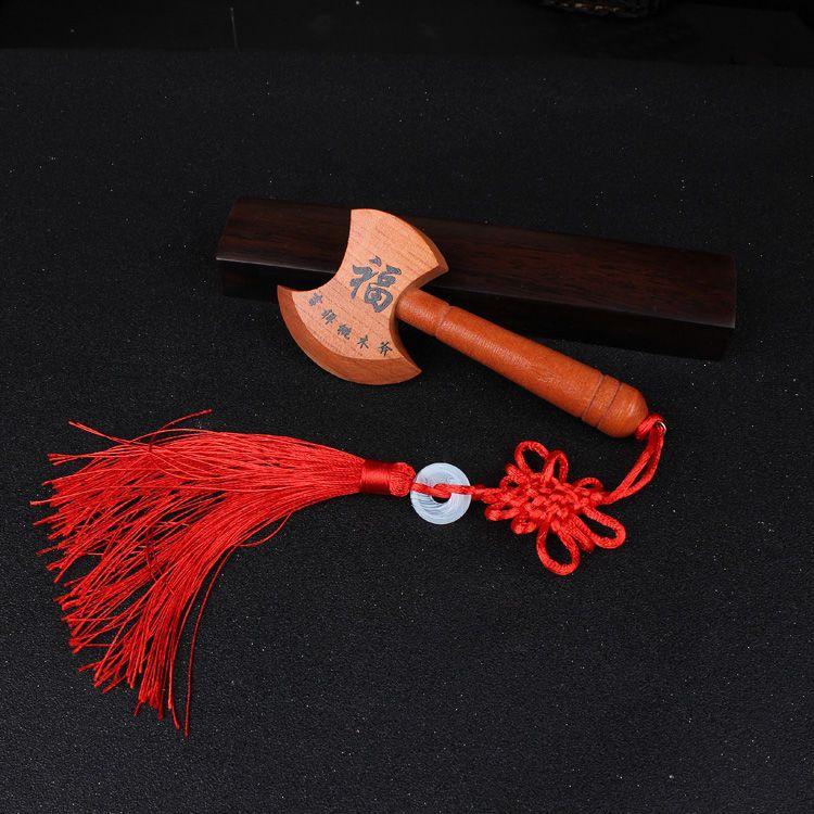 Auspicious Peach Wood Wedding Axe: Marriage Bed Press & House Protector