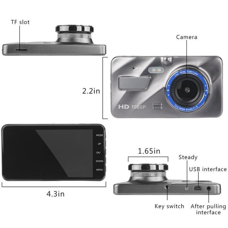 New Dual Driving Recorder, 1080P Full HD Car DVR Dashboard Camera with Night Vision Function
