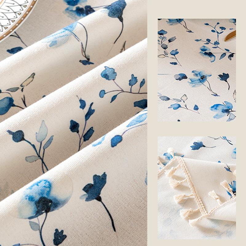 1Pc Nanyang Style Waterproof Polyester-cotton TV Cabinet Cover Tea Table French Style Floral Tablecloth Tassel Decoration
