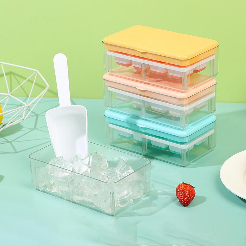 Press-down Ice Cube Tray For Home Refrigerators Kitchen Ice Storage Box With Lid Ice Maker Mold