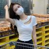 Summer Hollowed Out Slim Fit Short Base Shirt For Women