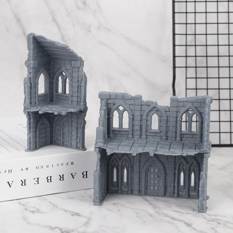 3D Printed Gothic Building Ruins Terrain Scenery Unpainted Mini Building Model Kit For Dnd Wargaming Terrain Scenery Building