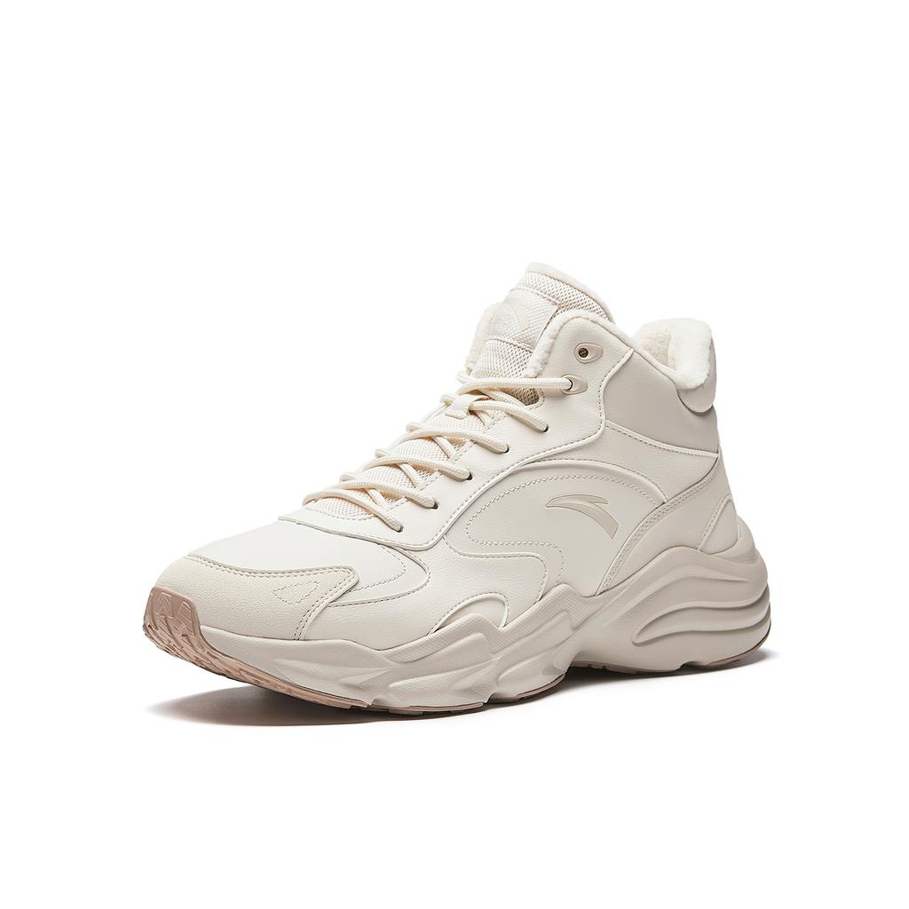 Anta Walker Synthetic Leather Fabric Fleece Versatile Trendy Shock Absorbing Wear Resistant High Top Casual Shoes Men Casual Shoes 912548923-1