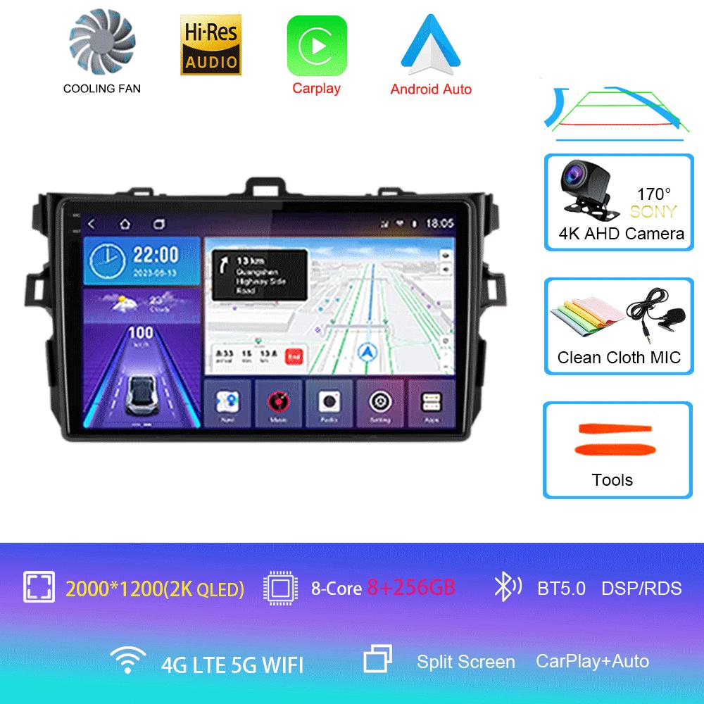 Car Radio Android 14 Carplay 2din For Toyota Corolla E140/150 2007 - 2013 4G GPS Multimedia Video Player Stereo WIFI+4G
