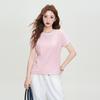 Baumwoll-Kurzarm-T-Shirt Damen Sommer Oberteil Schlankmachend Rechte Schulter Rundhals Slim Fit T-Shirt