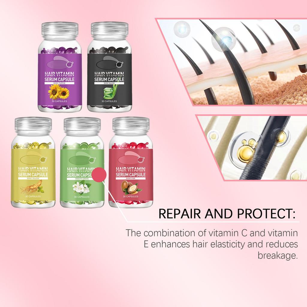 Hair Capsules 30Pcs Hair Capsules Serum For Frizzy And Damaged Hair, Keratin Hair Care Hair Care, Hair Oil Capsules For Men Women 30ml
