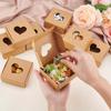 25pcs Kraft Paper Box with Hollow Out Heart Pattern Square Gift Packaging Box Candy Box Small Gift Box