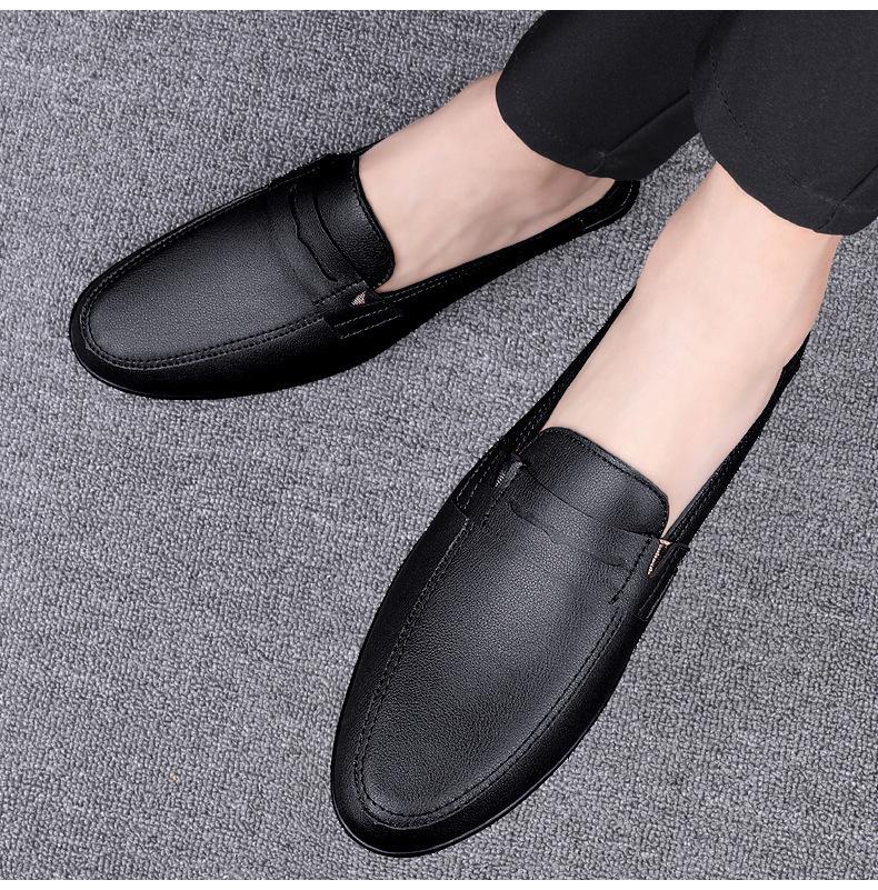 Men's Leather Slip-On Loafers: Backless Mules & Closed-Toe Lazy Driving Sandals