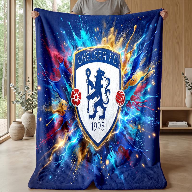 Chelsea FC Theme Blanket Soft Flannel Blanket Plush Throw Blanket Cozy Sofa Bed Blanket for Home Decor