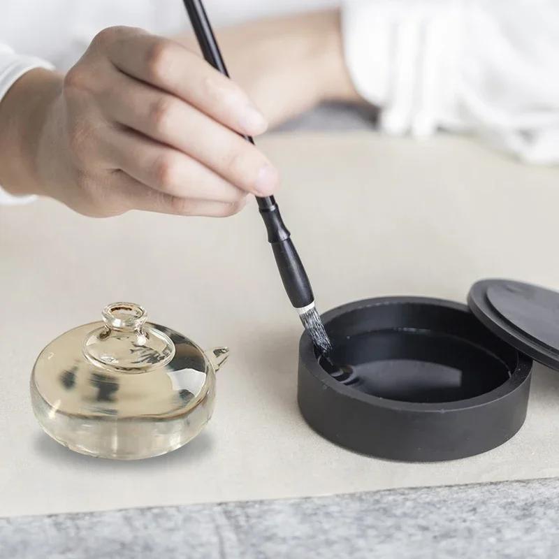 Calligraphy Water Dropper Brush Washer Set Ceramic Inkstone Water Dish for Chinese Painting Writing Scholar Desktop Decor