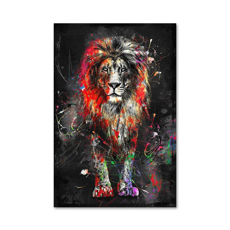 

Абстрактные красочные картины на холсте с изображением льва, современные постеры и принты с животными, настенные художественные картины для украшения гостиной и дома 21x30cm No Framed