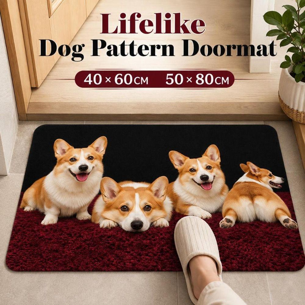 Absorbent Dog Pattern Floor Mat Diatomite Bath Mat Creative Optical Illusion Doormat Entryway