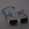 Trendy sluneční brýle bez obrouček pro muže Dámské Módní Bezrámové obdélníkové sluneční brýle Retro stínítka Letní cestovní brýle UV400