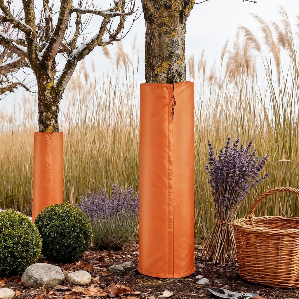 Winter Tree Trunk Freeze Protection Cover Cylindrical Tree Trunk Protector Drawstring Thermal Insulation Wrap For Outdoor Garden Palm Trees Shrub