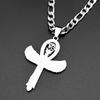 Egyptian Eye of Horus Ankh Cross Pendant Necklace for Women Men Stainless Steel Gold Color Wings Egypt Scarab Chain Jewelry