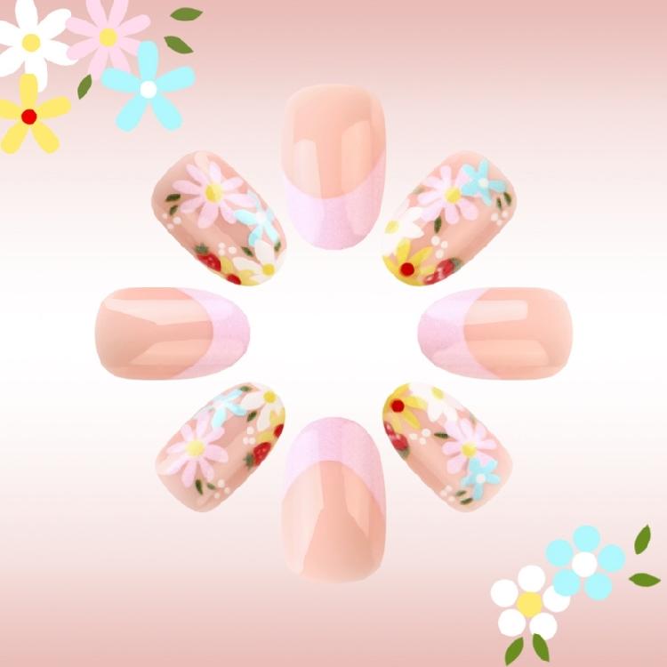 24 Stück Press-on-Nägel Kurze Falsche Nägel Vollabdeckung Aufkleb-Nagel Maniküre Nageldekoration Acrylnagel Für den Täglichen Gebrauch