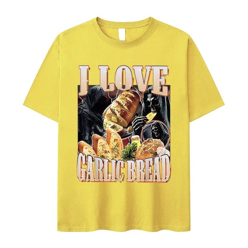Funny Meme I Love Garlic Bread Skeleton Graphic Printed T Shirt Women Casual Short Sleeve T-shirts Summer Roundneck Clothing