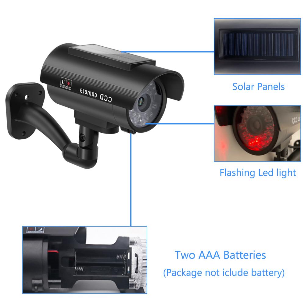 Fake Camera Solar Power Outdoor Simulation Dummy Camera Waterproof Security CCTV Surveillance Bullet With Flashing LED Light