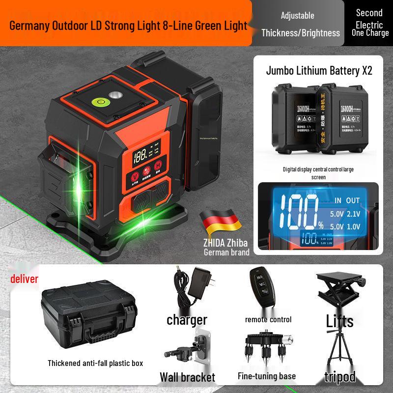 12-Line High Precision Green Infrared Level with Automatic Outdoor Wall Sticking and Self-Leveling