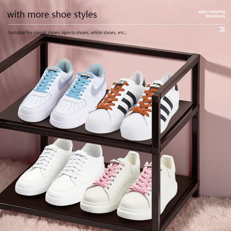 NO.8 No Tie Shoe Laces Press Lock Shoelaces Without Ties Elastic Laces Sneaker Kids Adult 8MM Widened Flat Shoelace for Shoes